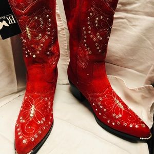 Rhinestone Cowgirl Boots /Red